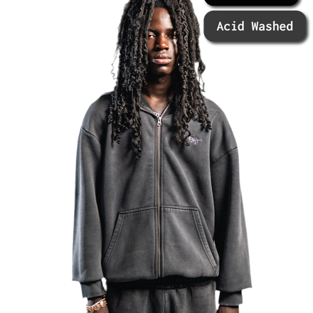 SIGNATURE ZIP-HOODIE WASHED ANTHRAZIT