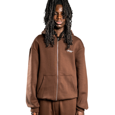 SIGNATURE ZIP HOODIE SCHOKO BRAUN