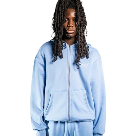 SIGNATURE ZIP HOODIE PUDER BLAU