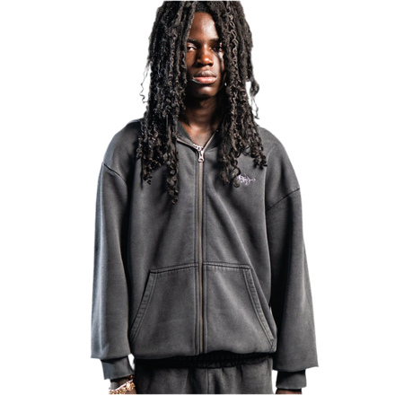 SIGNATURE ZIP-HOODIE WASHED ANTHRAZIT