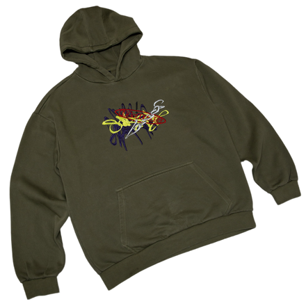 GRAFFITI HOODIE VINTAGE KHAKI 1 OF 1
