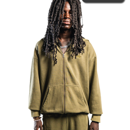 SIGNATURE ZIP-HOODIE WASHED KHAKI