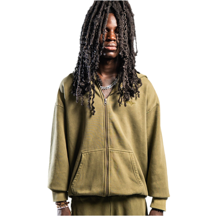 SIGNATURE ZIP-HOODIE WASHED KHAKI