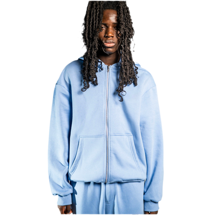 NO LOGO ZIP HOODIE PUDER BLAU