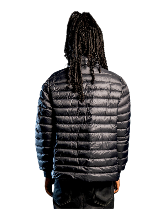 SIGNATURE HOOD PUFFER JACKET BLACK