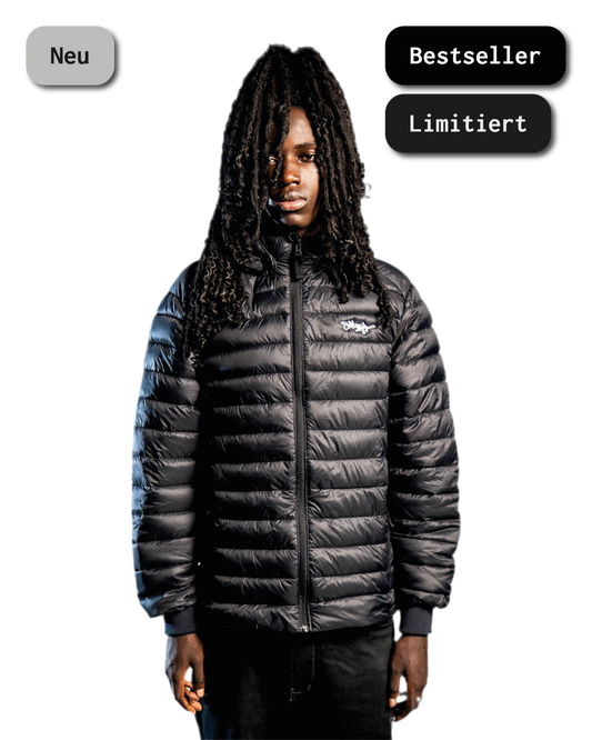 SIGNATURE HOOD PUFFER JACKET BLACK
