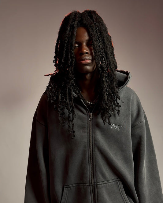 SIGNATURE ZIP-HOODIE WASHED ANTHRAZIT