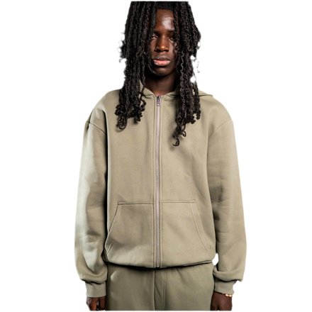 NO LOGO ZIP HOODIE OLIVE GRÜN
