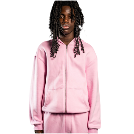 NO LOGO ZIP HOODIE SOFT PINK