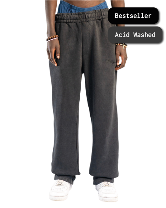 SIGNATURE OPEN LEG JOGGER WASHED BLACK