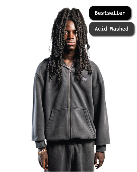 SIGNATURE ZIP-HOODIE WASHED ANTHRAZIT