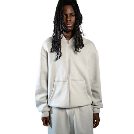 NO LOGO ZIP HOODIE NEBEL GRAU