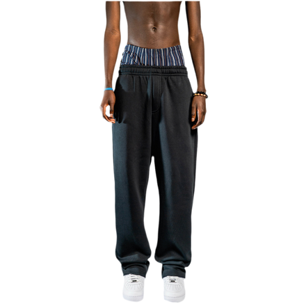 NO LOGO OPEN LEG JOGGER SCHWARZ