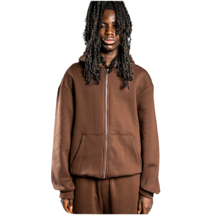 NO LOGO ZIP HOODIE SCHOKO BRAUN