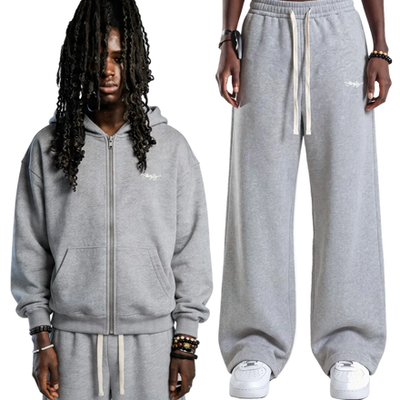 SIGNATURE BAGGY ZIP TRACKSUIT GREY MELANGE