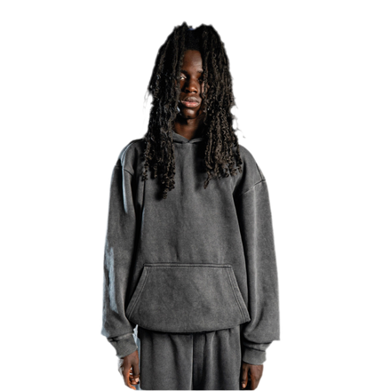 NO LOGO HOODIE WASHED ANTHRAZIT
