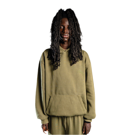 NO LOGO HOODIE WASHED KHAKI