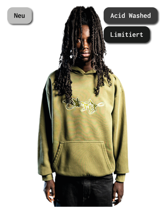 BIG SIGNATURE HOODIE WASHED KHAKI