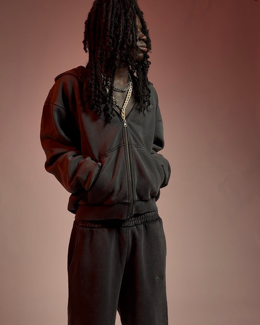 SIGNATURE ZIP-HOODIE WASHED ANTHRAZIT
