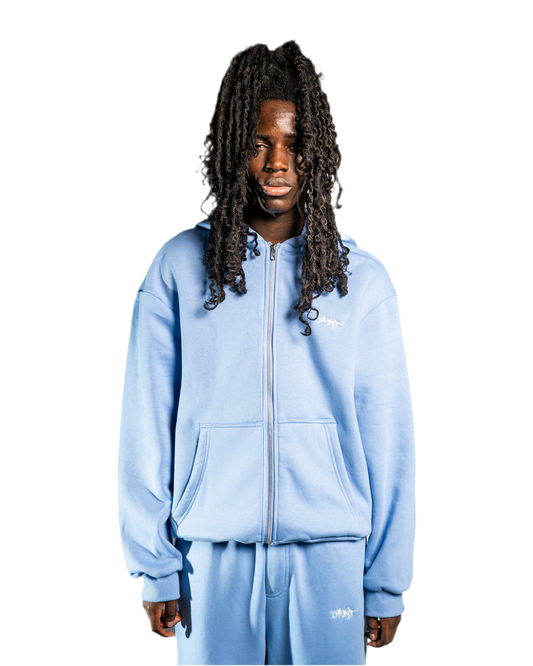SIGNATURE ZIP HOODIE PUDER BLAU