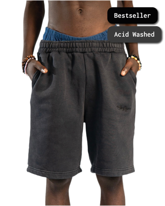 SIGNATURE SWEATSHORTS WASHED BLACK