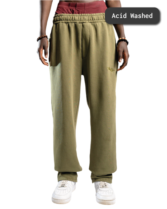 SIGNATURE OPEN LEG JOGGER WASHED KHAKI