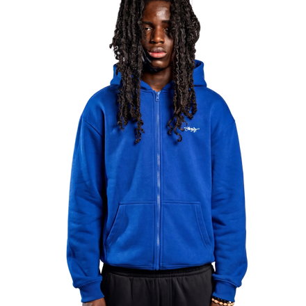 HEAVY SIGNATURE ZIP HOODIE COBALT BLUE