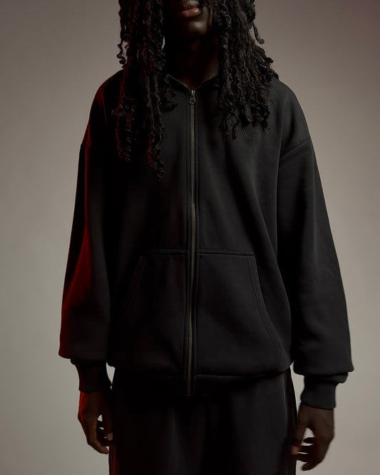SIGNATURE ZIP-HOODIE WASHED BLACK