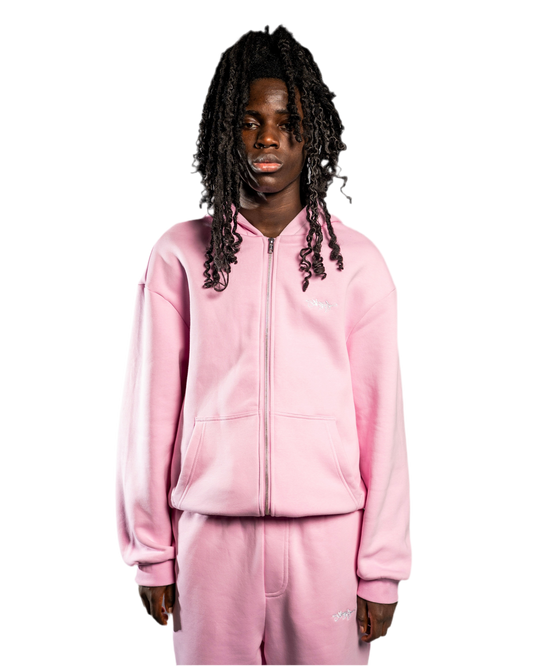 SIGNATURE ZIP HOODIE SOFT PINK