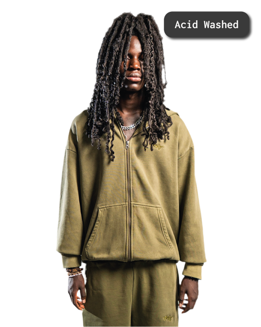 SIGNATURE ZIP-HOODIE WASHED KHAKI
