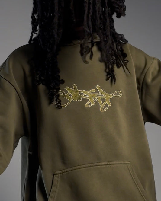 BIG SIGNATURE HOODIE WASHED KHAKI
