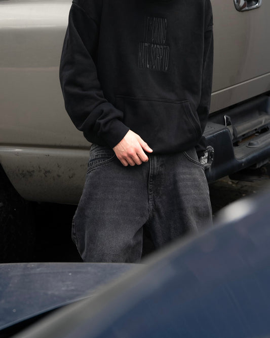 HEAVY I F*CKING HATE SCRPTD HOODIE BLACK