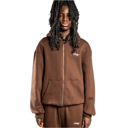 SIGNATURE ZIP HOODIE SCHOKO BRAUN