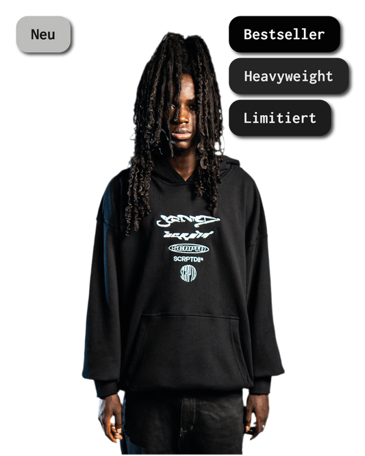 HEAVY MULTILOGO HOODIE BLACK