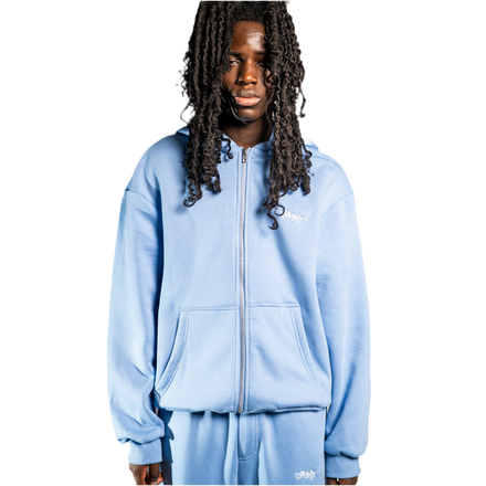 SIGNATURE ZIP HOODIE PUDER BLAU