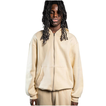 NO LOGO ZIP HOODIE VANILLE