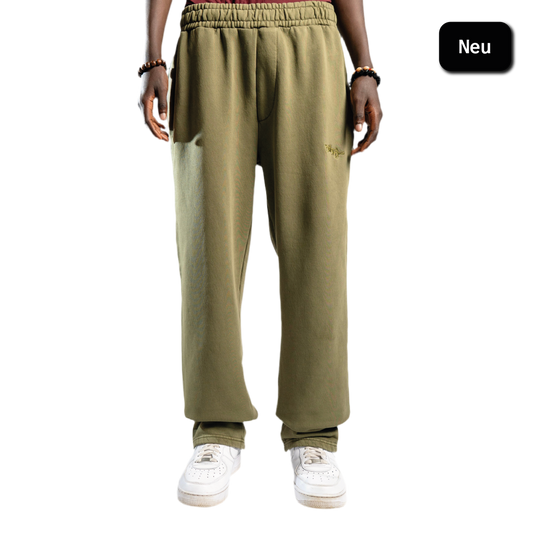 SIGNATURE OPEN LEG JOGGER WASHED KHAKI