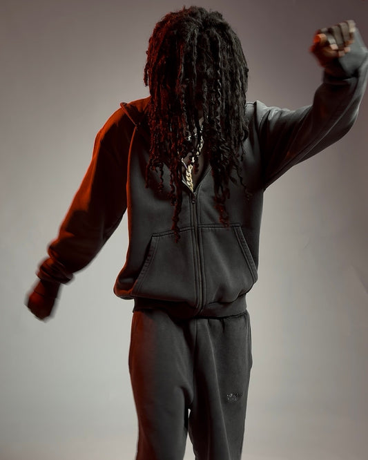 SIGNATURE ZIP-HOODIE WASHED ANTHRAZIT