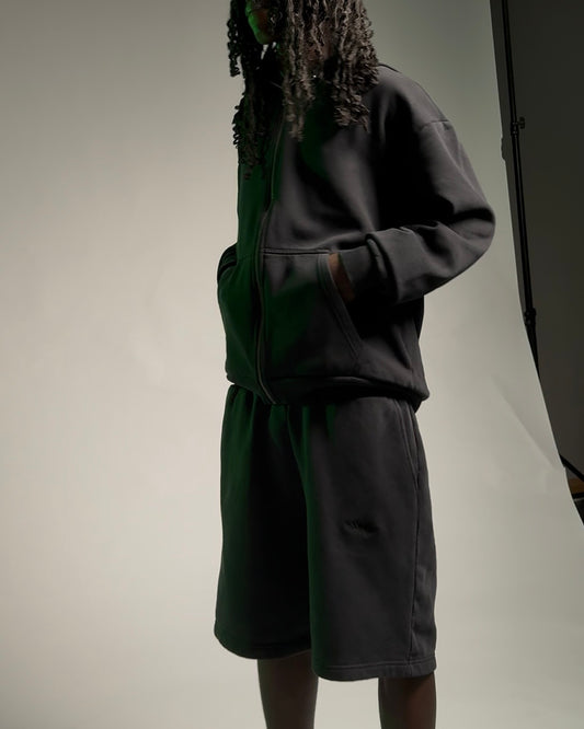 SIGNATURE ZIP-HOODIE WASHED BLACK