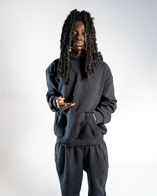 SIGNATURE HOODIE WASHED BLACK