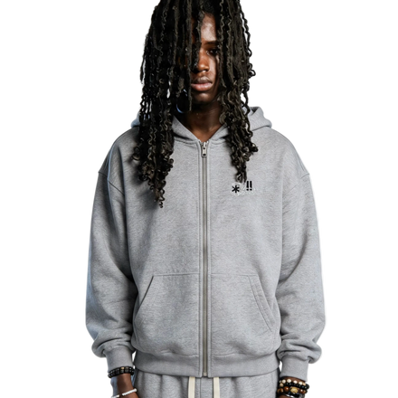 SIGNATURE BAGGY ZIP HOODIE GREY MELANGE 1 OF 1 SPECIAL