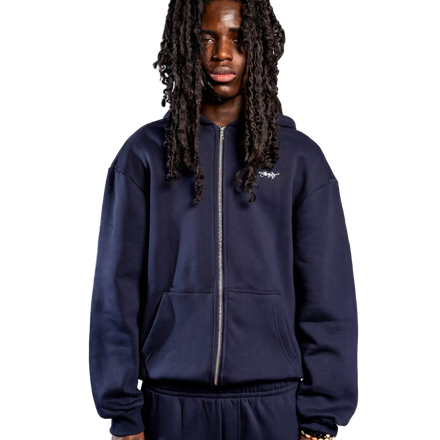 SIGNATURE ZIP HOODIE NAVY BLUE