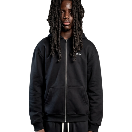 HEAVY SIGNATURE ZIP HOODIE SCHWARZ