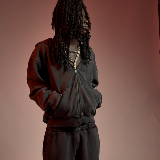 SIGNATURE ZIP-HOODIE WASHED ANTHRAZIT
