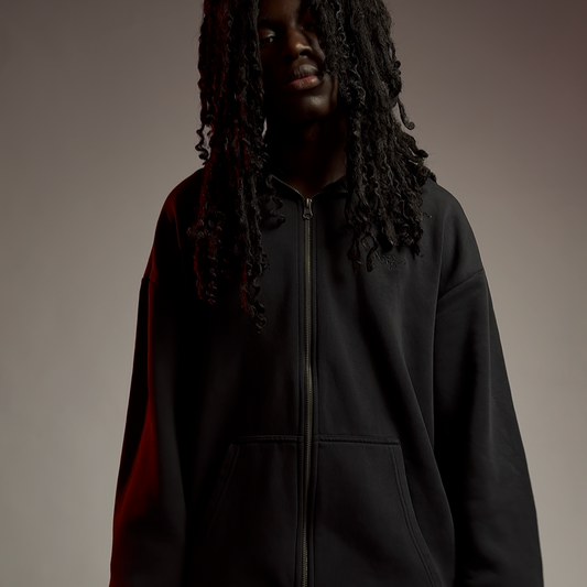 SIGNATURE ZIP-HOODIE WASHED BLACK